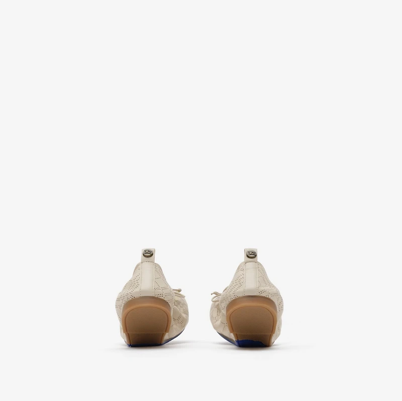 Check Leather Fawn Ballerinas​ in Nutmeg beige - Women | Burberry® Official