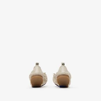 Check Leather Fawn Ballerinas​ in Nutmeg beige - Women | Burberry® Official