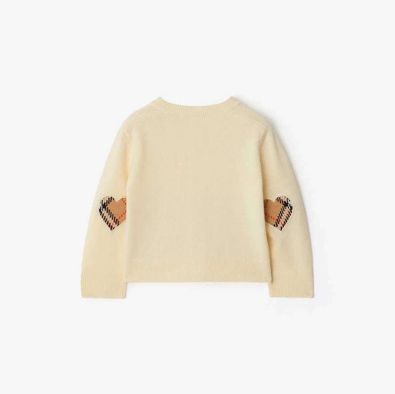 Check Patch Wool Cashmere Cardigan in Ivory | Burberry® Official