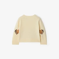Check Patch Wool Cashmere Cardigan in Ivory | Burberry® Official