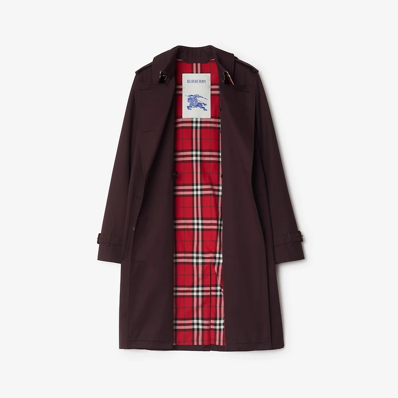 Mid-length Gabardine Kensington Trench Coat in Wine red - Women | Burberry® Official