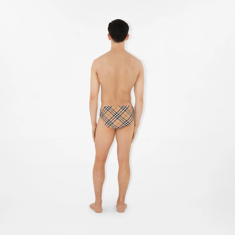 Check Swim Briefs in Sand - Men | Burberry® Official