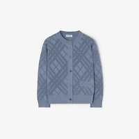 Pointelle Knit Cotton Cardigan in Steel blue | Burberry® Official