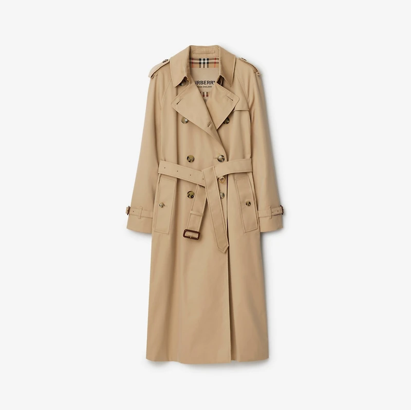 Long Waterloo Heritage Trench Coat in Honey - Women, Cotton Gabardine | Burberry® Official