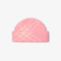 Check Mohair Wool Blend Beanie in Sugar pink - Men | Burberry® Official