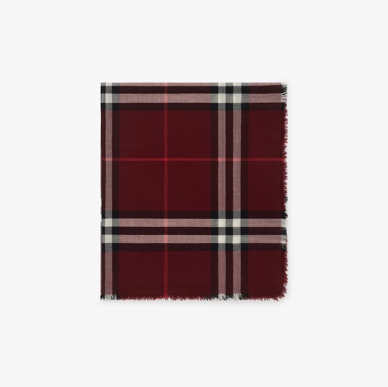 Wide Check Wool Scarf in Oxblood | Burberry® Official
