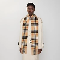 Narrow Check Cashmere Scarf in Sand | Burberry® Official