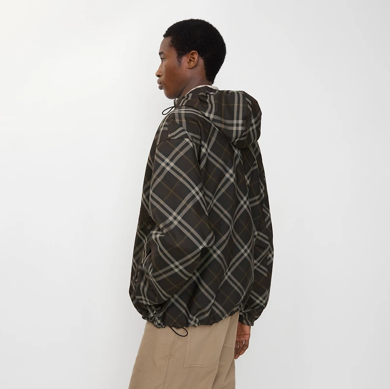 Reversible Check Hooded Jacket in Truffle brown - Men | Burberry® Official