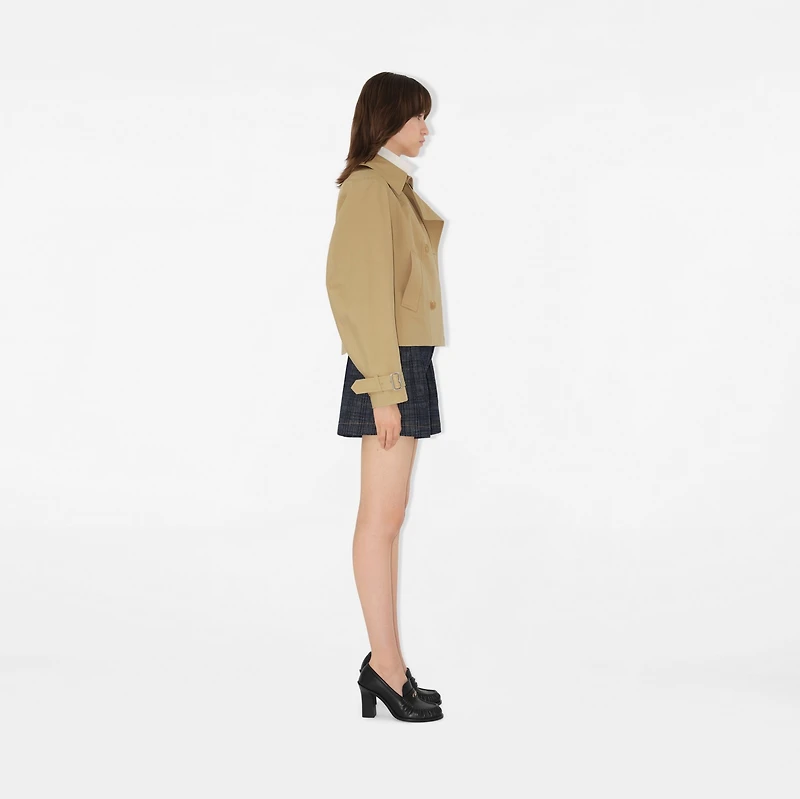 Cropped Cotton Trench Jacket in Flax - Women | Burberry® Official