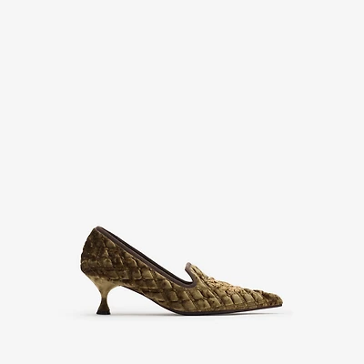 Quilted Velvet Cameo Slippers​ in Linden - Women | Burberry® Official