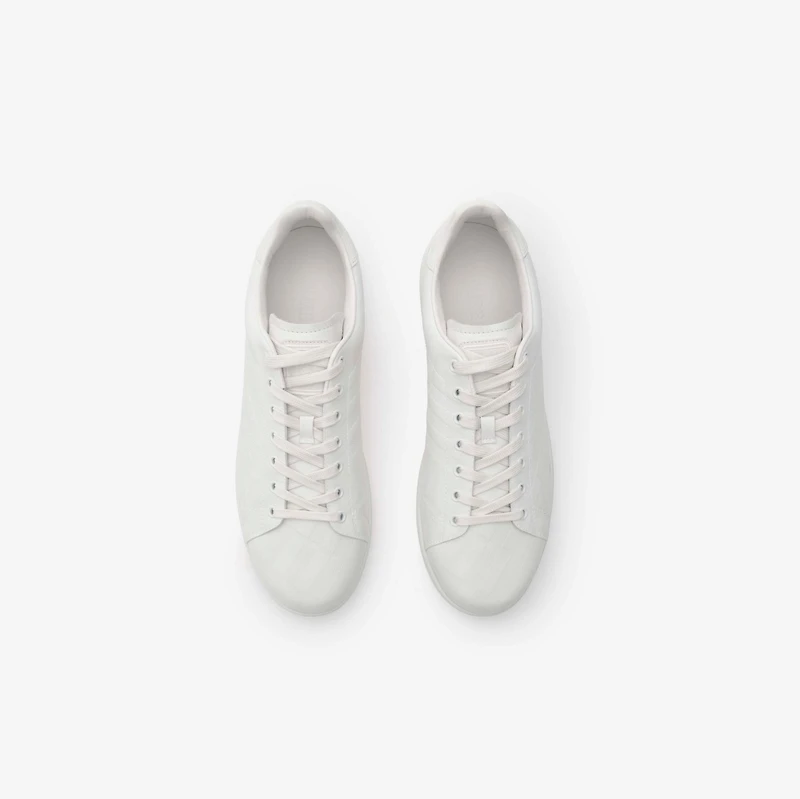 Embossed Check Leather Set Sneakers in Porcelain white - Men | Burberry® Official