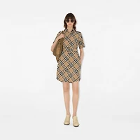 Check Cotton Shirt Dress in Sand - Women | Burberry® Official
