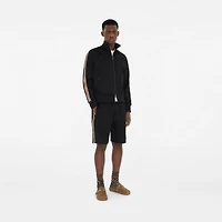 Check Trim Cotton Blend Track Jacket in Black - Men | Burberry® Official