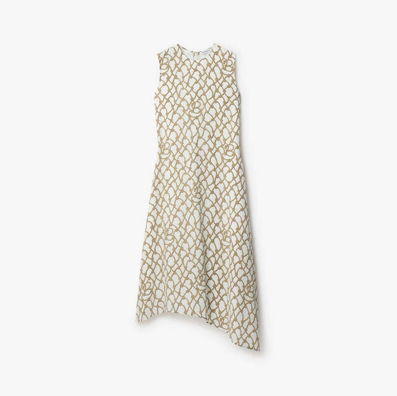 Knot Silk Dress in Thatch - Women | Burberry® Official