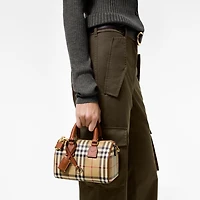 Mini Check Bowling Bag in Archive beige/briar brown - Women | Burberry® Official