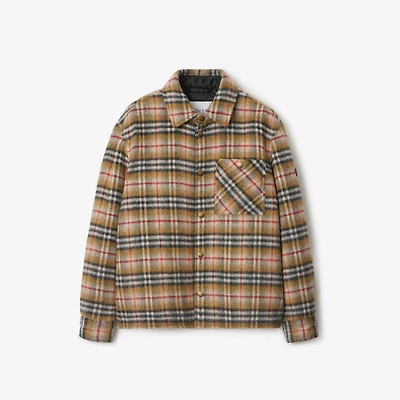 Check Wool Overshirt in Beige - Men | Burberry® Official
