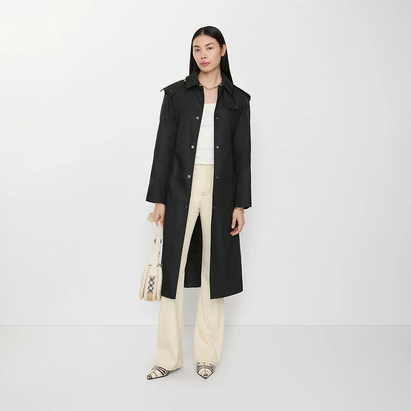 Long Nylon Hooded Car Coat in Black - Women | Burberry® Official