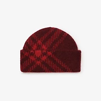 Check Mohair Wool Blend Beanie in Oxblood red - Men | Burberry® Official