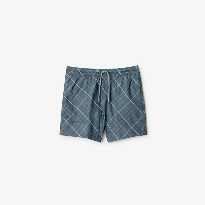 Check Swim Shorts in Pewter - Men | Burberry® Official