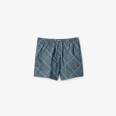 Check Swim Shorts in Pewter - Men | Burberry® Official