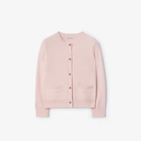 Check Patch Wool Cashmere Cardigan in Ice pink | Burberry® Official