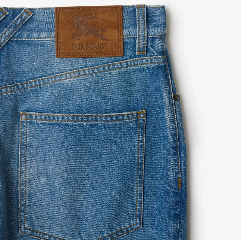Loose Jeans in Mid blue - Men, Cotton | Burberry® Official