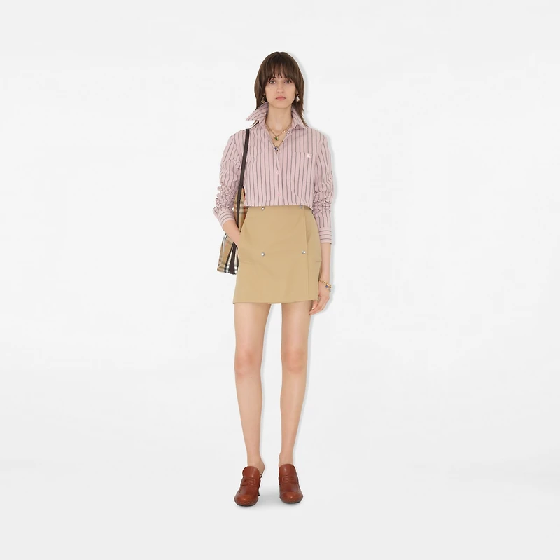 Bonded Gabardine Trench Mini Skirt in Flax - Women, Cotton | Burberry® Official