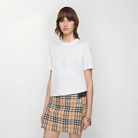 Gothic Logo Cotton T-shirt in Chalk - Women | Burberry® Official