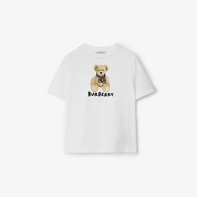 Thomas Bear Cotton T-shirt in White | Burberry® Official