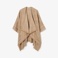 Check Wool Cashmere Cape in Finch beige | Burberry® Official