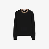 Check Trim Wool Sweater in Black - Men | Burberry® Official