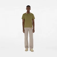 Check Collar Cotton Polo Shirt in Estate green - Men | Burberry® Official