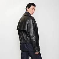 Cropped Embossed Leather Trench Jacket in Silhouette black - Men | Burberry® Official