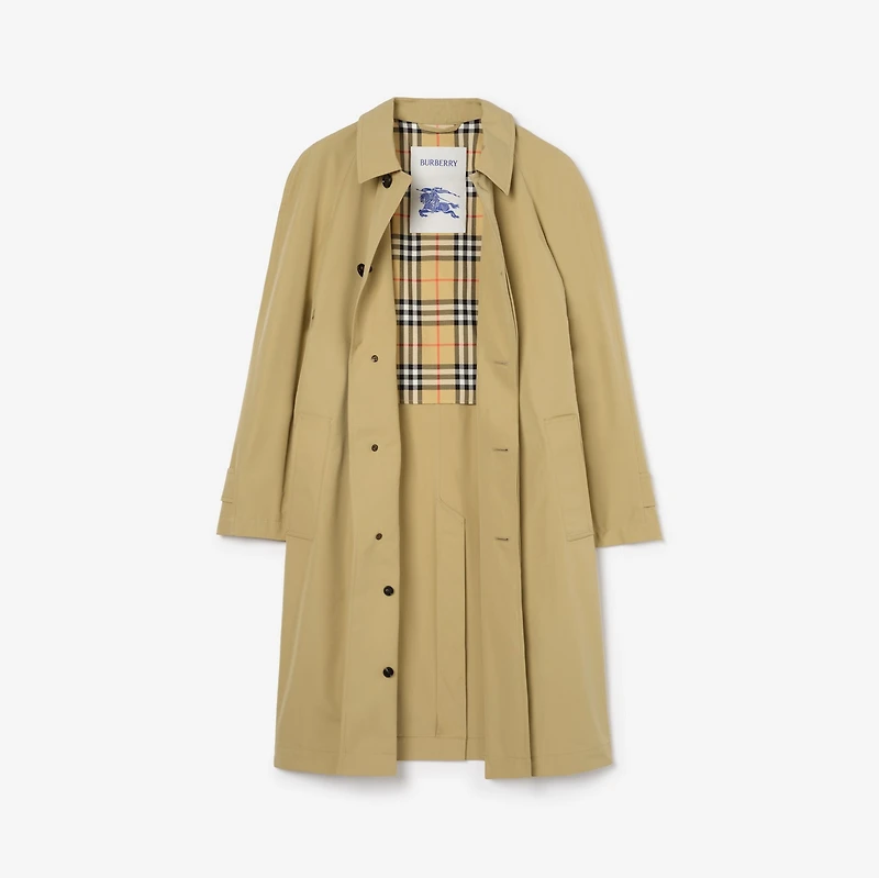 Long Cotton Car Coat in Hamper beige - Men | Burberry® Official