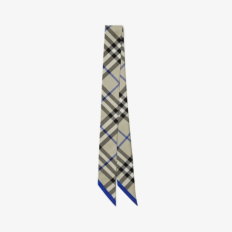 Skinny Check Silk Scarf in Lichen | Burberry® Official