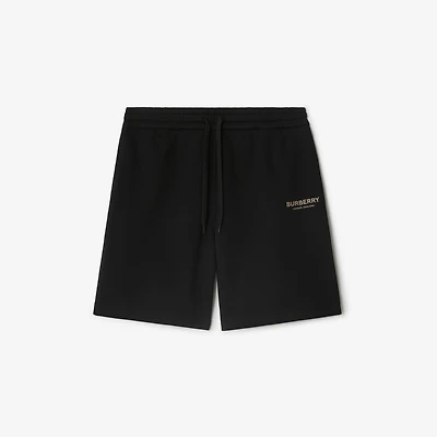 Logo Cotton Shorts in Black - Men | Burberry® Official