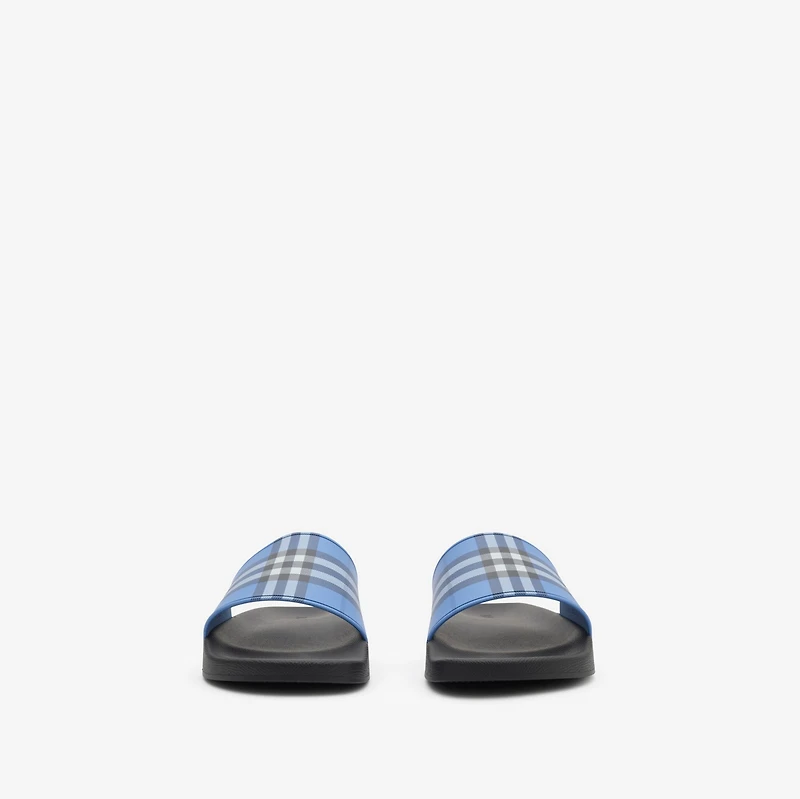 Check Slides in Cornflower blue - Men | Burberry® Official