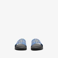 Check Slides in Cornflower blue - Men | Burberry® Official