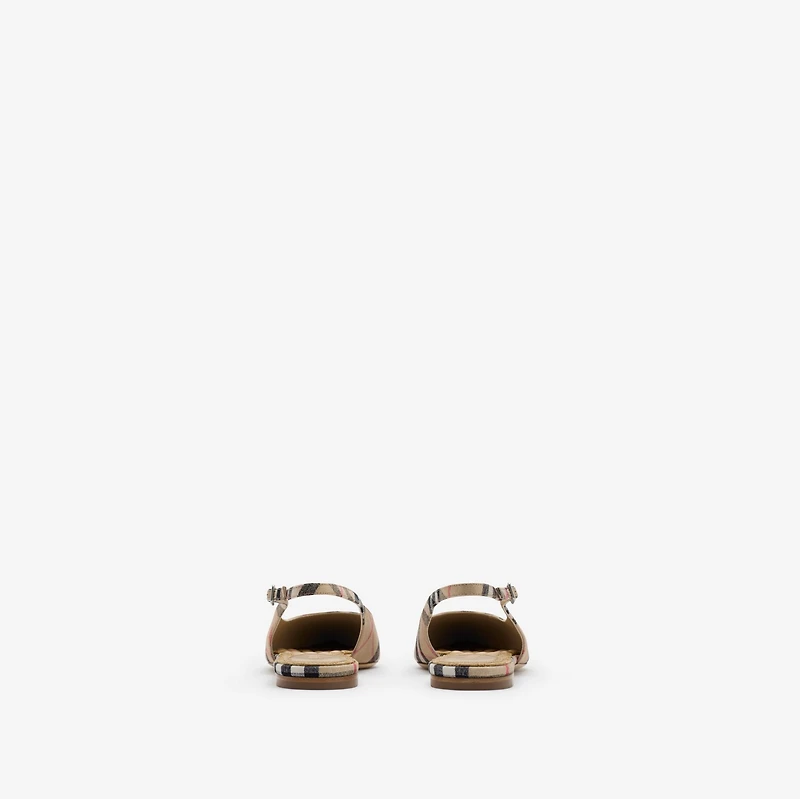 Check Dame Slingback Ballerinas​ in Sand - Women, Linen | Burberry® Official