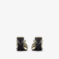 Check Mesh Cabana Maille Mules in Skylark - Women | Burberry® Official