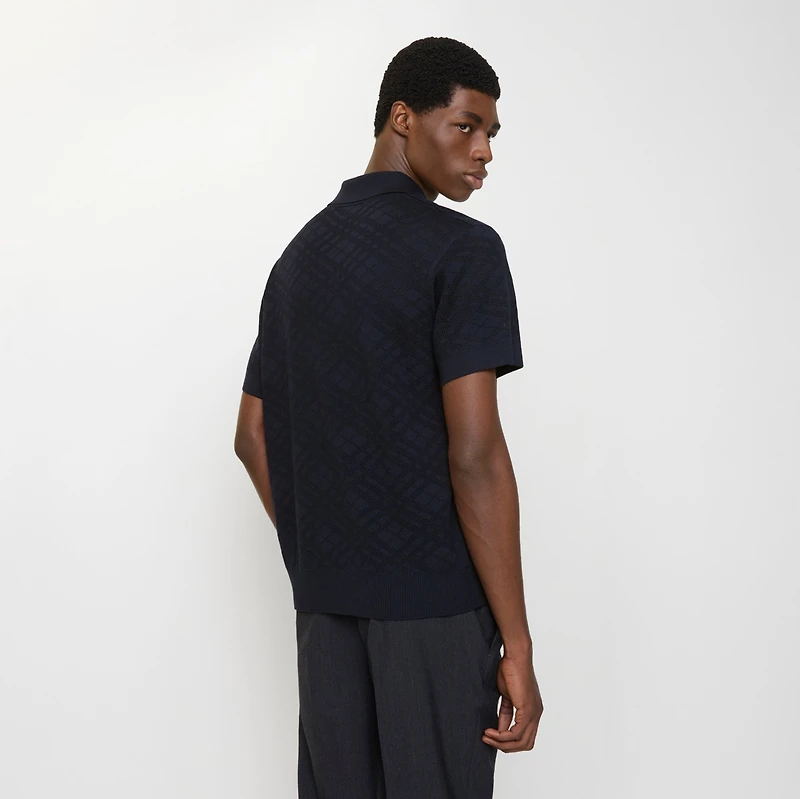 Check Wool Polo Shirt in Silhouette blue - Men | Burberry® Official