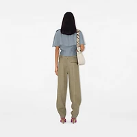 Linen Tailored Trousers in Khaki/milk - Women | Burberry® Official