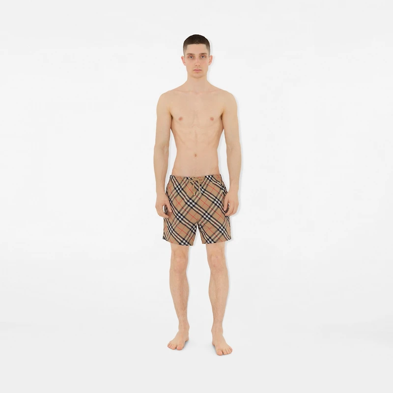 Check Swim Shorts in Sand - Men | Burberry® Official