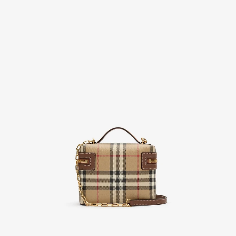 Mini Check Vanity Bag in Archive beige - Women, Technical, Cotton | Burberry® Official