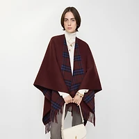 Reversible Check Wool Cape in Sash red | Burberry® Official