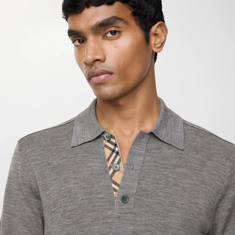 Wool Polo Shirt in Grey - Men | Burberry® Official