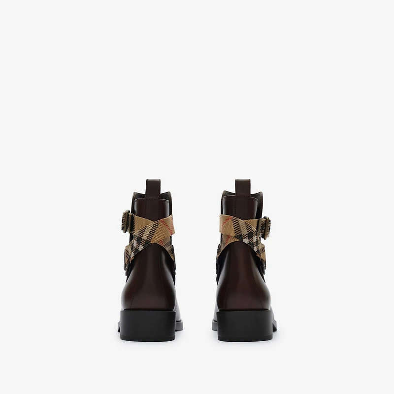 Leather Huntley Boots in Treacle brown - Women | Burberry® Official