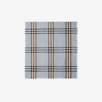 Reversible Check Wool Silk Scarf in Wave blue/pebble beige | Burberry® Official