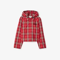 Cropped Check Newcott Hooded Jacket in Crayon red - Women | Burberry® Official
