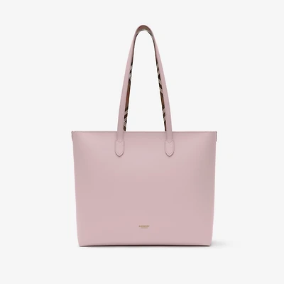 Medium Check-lined Tote in Lilac pink - Women | Burberry® Official